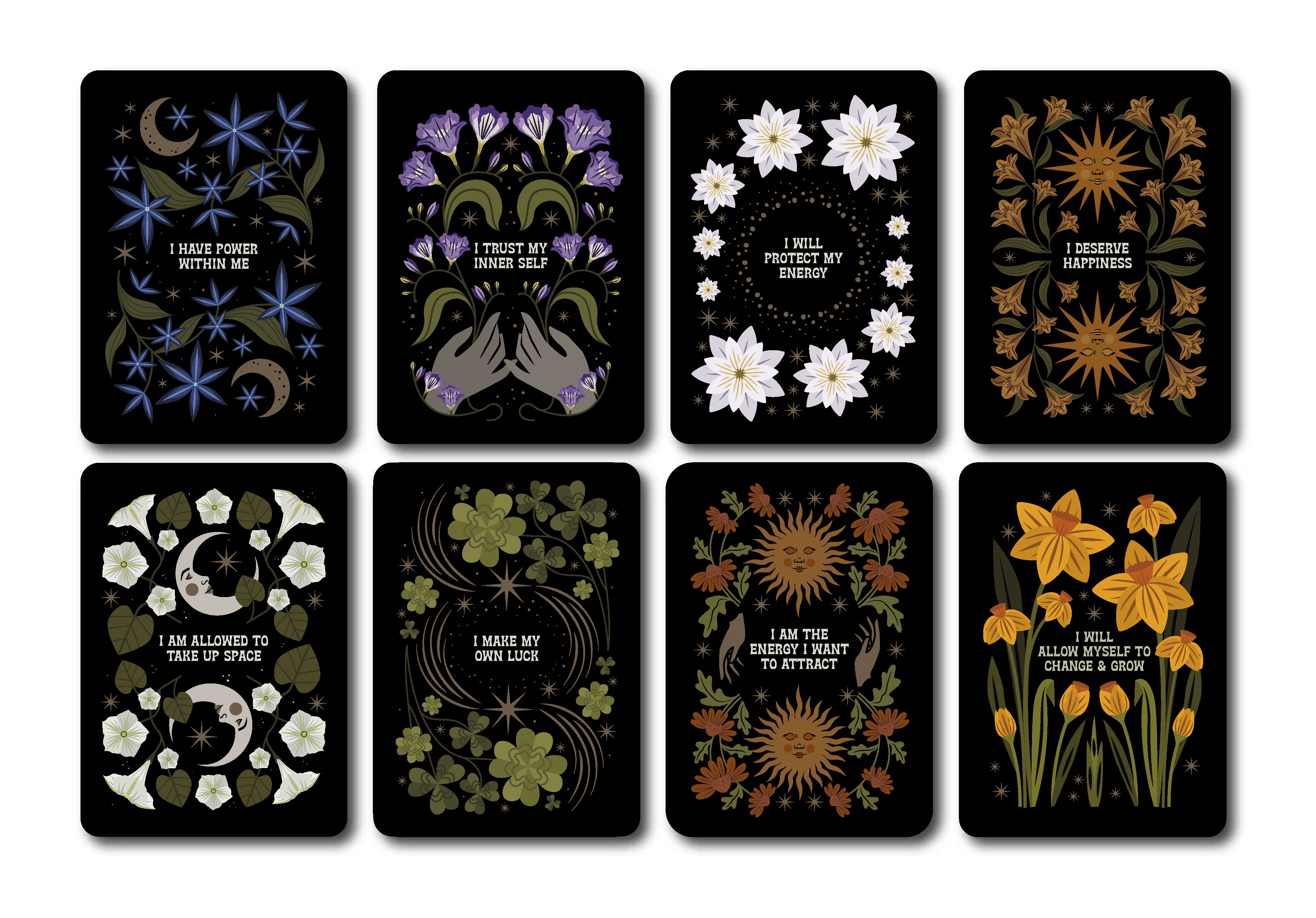 Celestial Flora Affirmations Cards